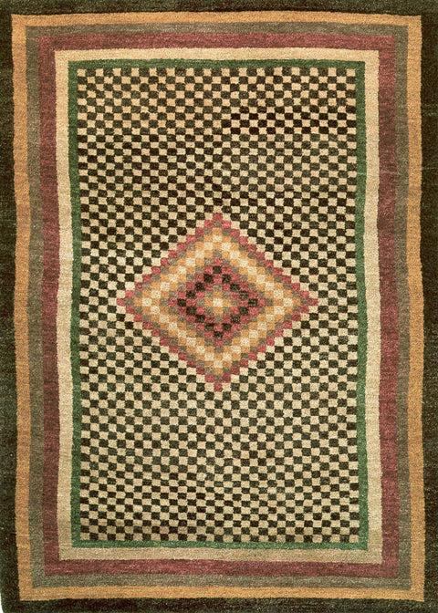 Large Diamond Check Rug Diamond Checkerboard Earthtone Oversized Tibetan Area Rugs – Innerasia